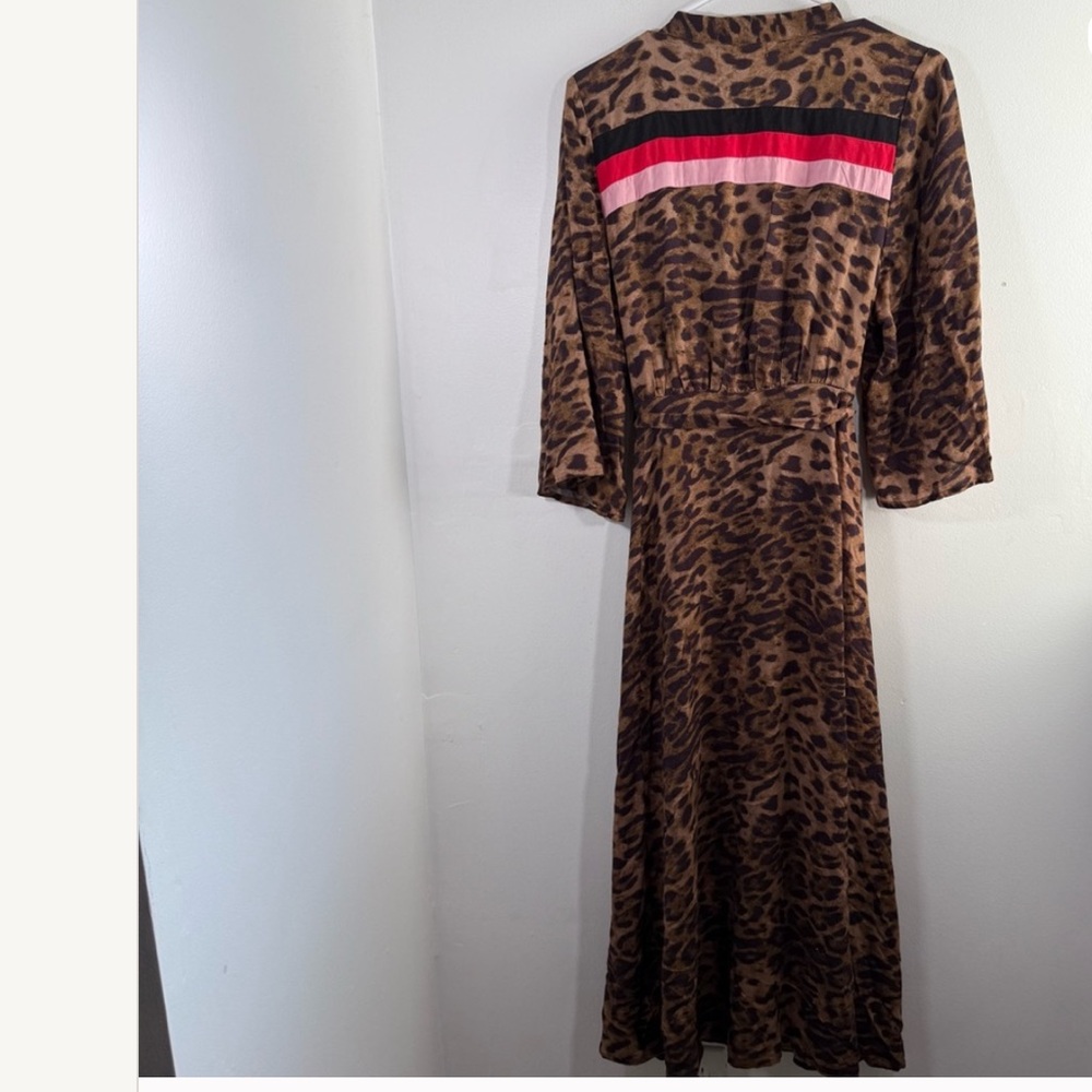 Free People x NFC Leopard Stripe Belt Waist Tie Duster Kimono Maxi One Size - Picture 7 of 12